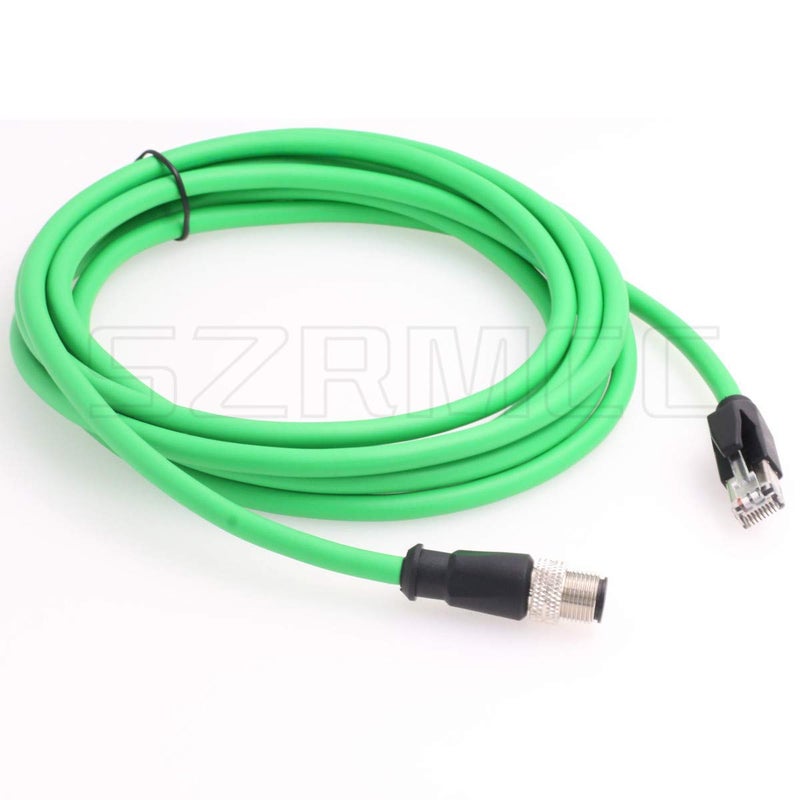 SZRMCC M12 Ethernet Cable D-Code 4 Pin Male to RJ45 Connector High Flex Cat5e Shielded Waterproof Network Cable for Industrial Camera Sensor (3m,Green) - Image 3